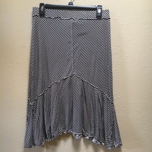 Black and ivory polka dot skirt.